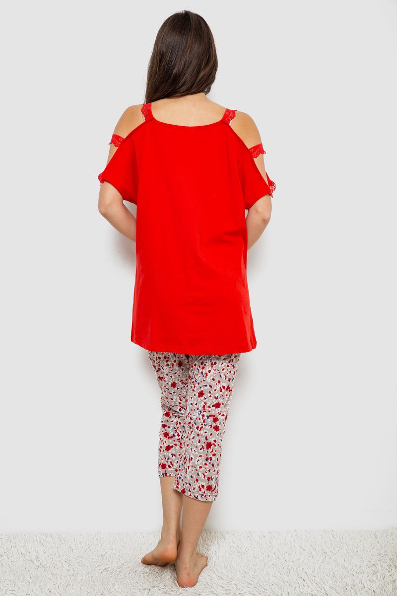 Пижама женская с принтом, цвет красный, 243R1602-018 — изображение 4