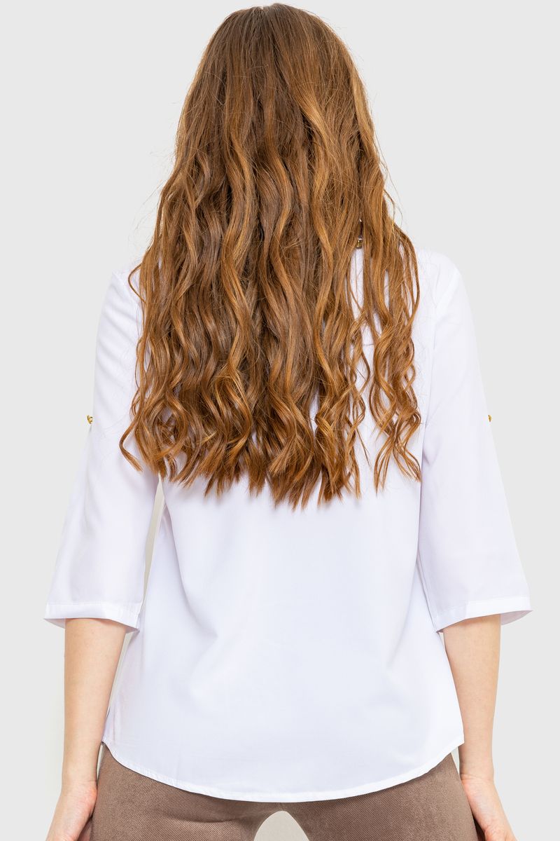 Блуза класичесская, цвет бело-синий, 230R081 — изображение 4