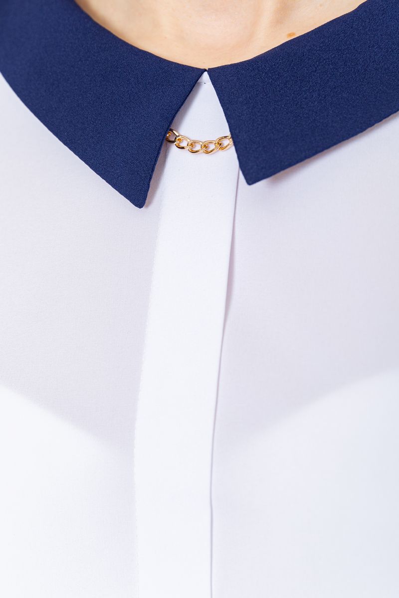 Блуза класичесская, цвет бело-синий, 230R081 — изображение 5