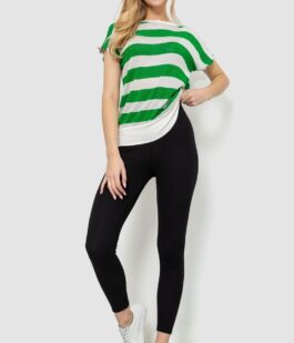 Кофта женская в полоску, цвет бело-зеленый, 244R0262