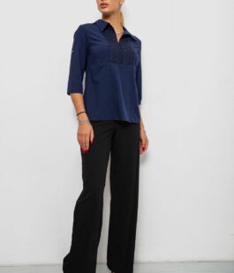 Блуза однотонная, цвет синий, 230R70-1