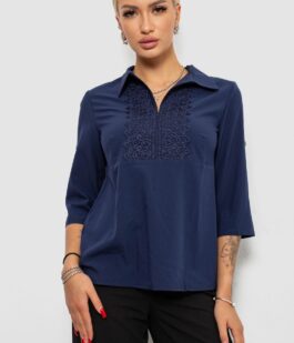 Блуза однотонная, цвет синий, 230R70-1