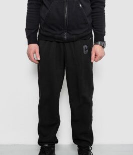 Спортивные штаны мужские на флисе, цвет черный, 129RA9995-1