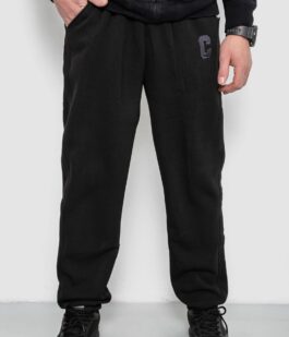 Спортивные штаны мужские на флисе, цвет черный, 129RA9995-1