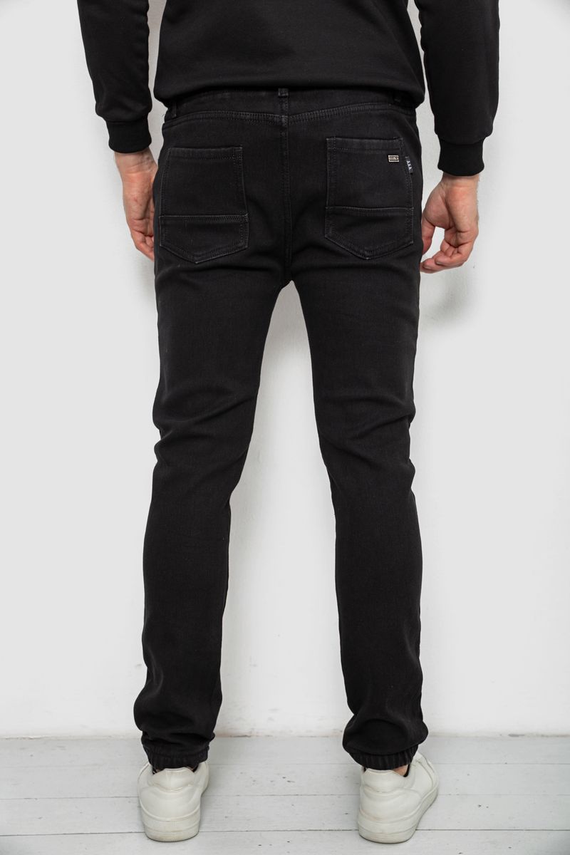 Джинсы мужские на резинке утепленные, цвет черный, 244R663 — изображение 4