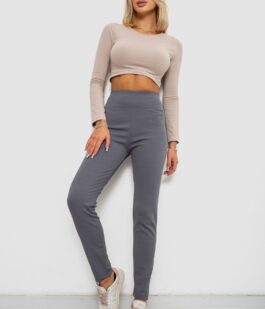 Лосины в рубчик на флисе, цвет серый, 244R1709