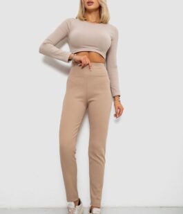 Лосины в рубчик на флисе, цвет бежевый, 244R1709