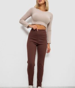 Лосины в рубчик на флисе, цвет шоколадный, 244R1709