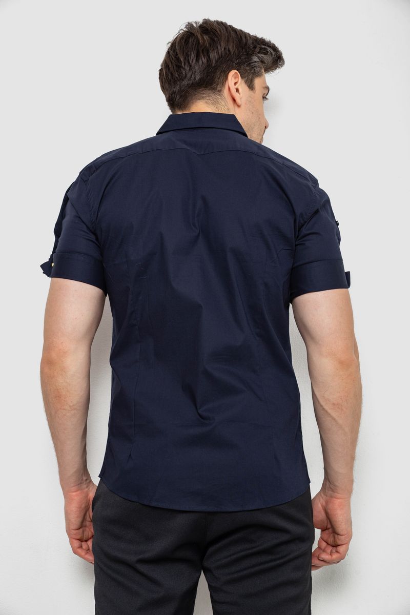 Рубашка мужская однотонная, цвет синий, 214R5003 — изображение 4