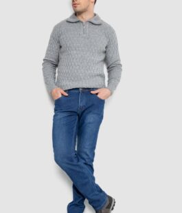 Джинсы мужские на флисе, цвет синий, 254R2408