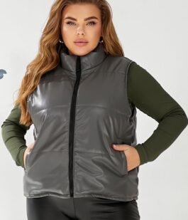 Жилет женский демисезонный экокожа, цвет серый, 257R68