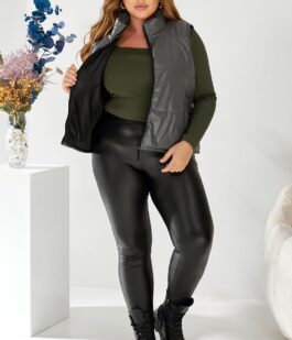 Жилет женский демисезонный экокожа, цвет серый, 257R68