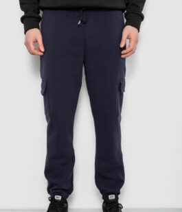 Спортивные штаны мужские на флисе, цвет синий, 129RA9997