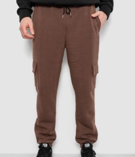 Спортивные штаны мужские на флисе, цвет коричневый, 129RA9997
