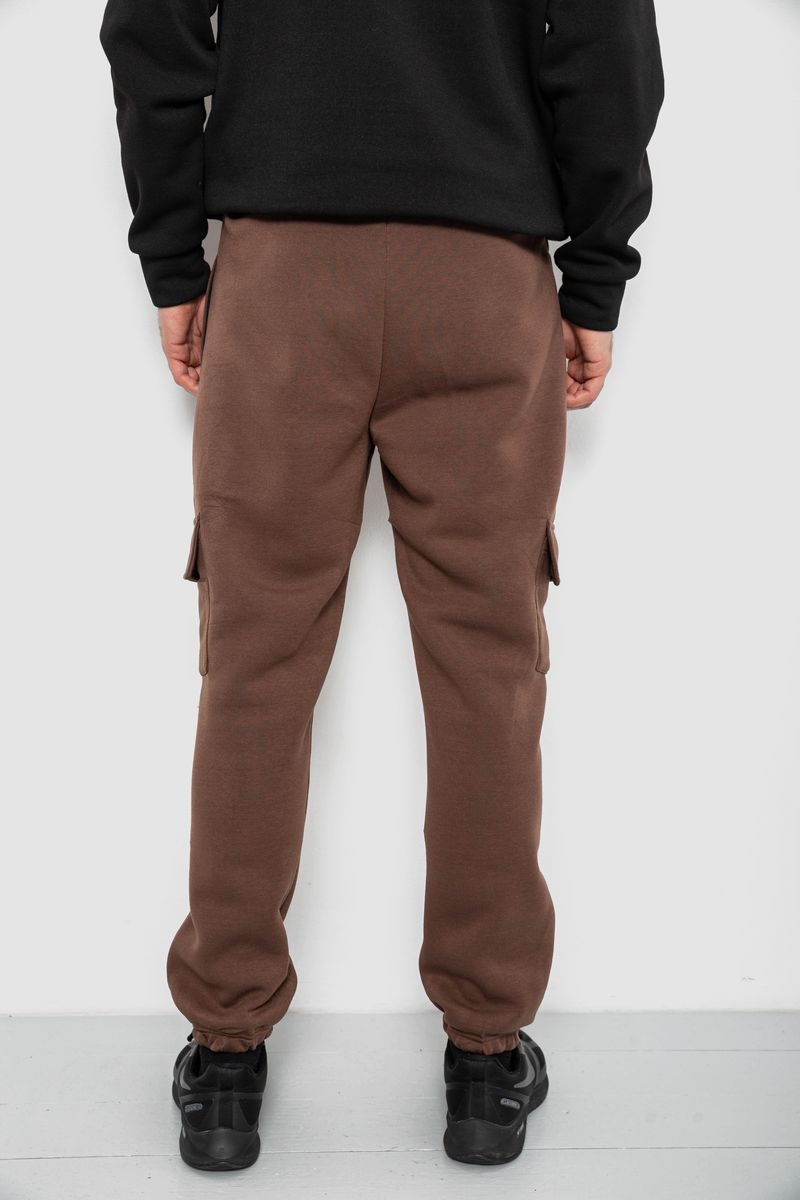 Спортивные штаны мужские на флисе, цвет коричневый, 129RA9997 — изображение 4