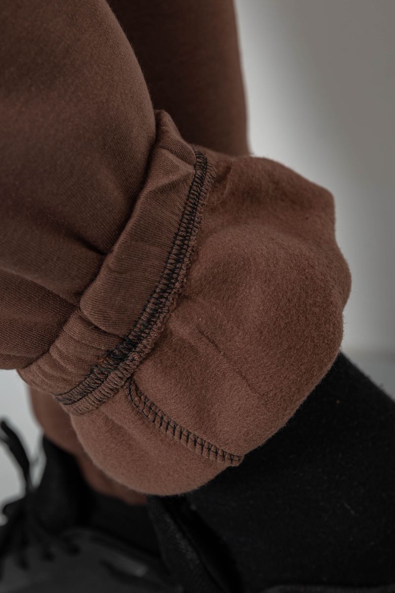 Спортивные штаны мужские на флисе, цвет коричневый, 129RA9997 — изображение 7