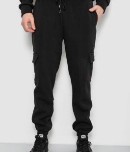 Спортивные штаны мужские на флисе, цвет черный, 129RA9997