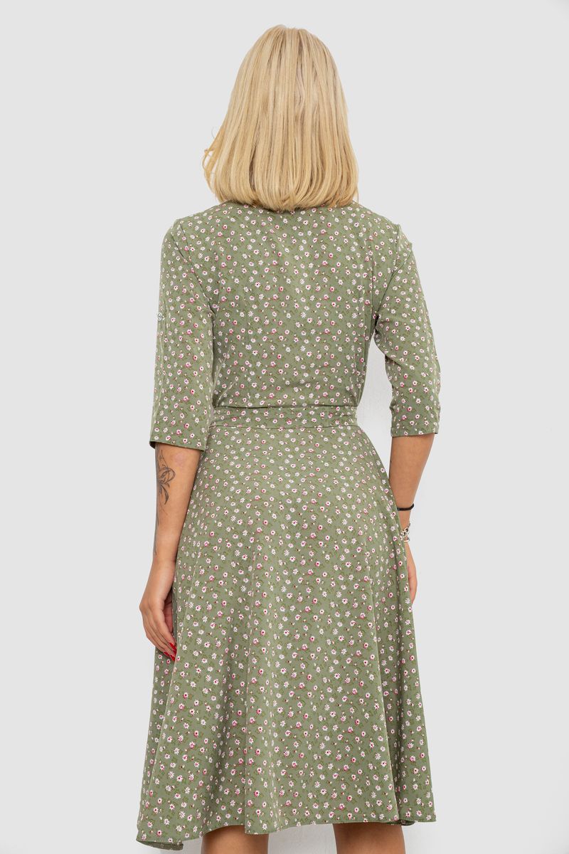 Платье софт с принтом, цвет оливковый, 230R1011-5 — изображение 4