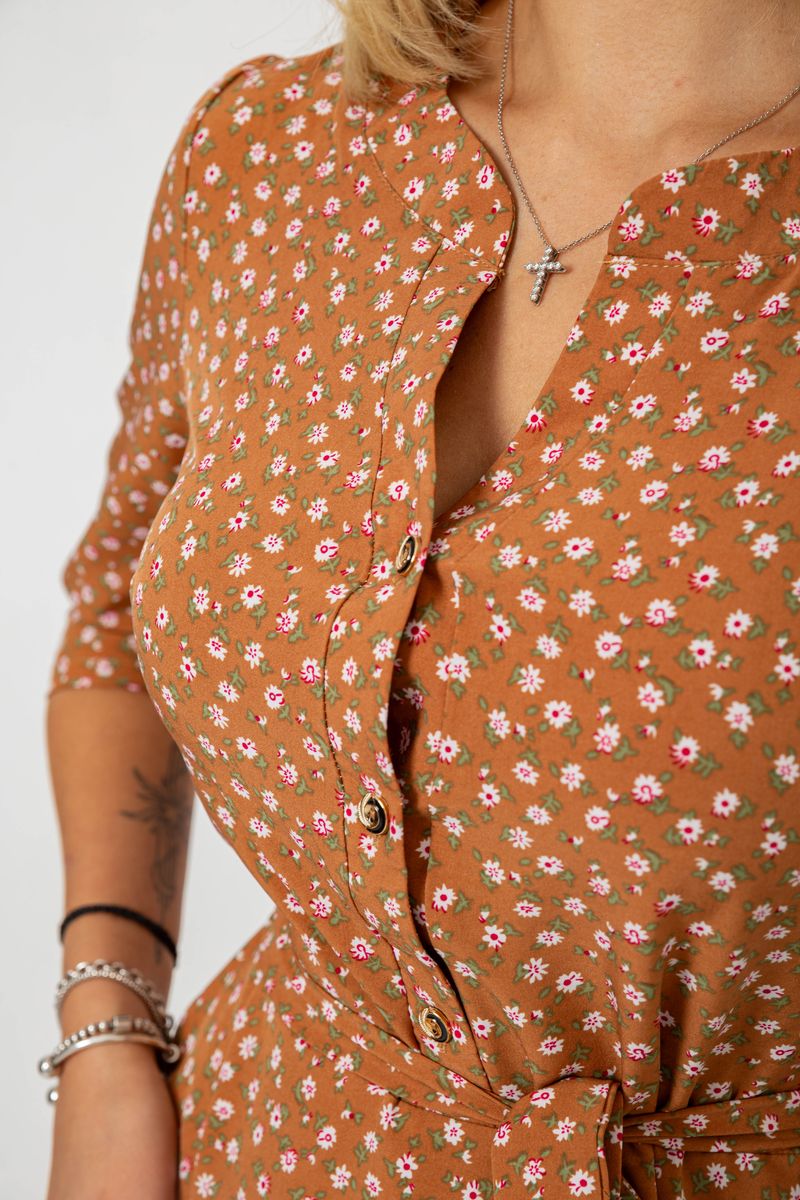 Платье софт с принтом, цвет коричневый, 230R1011-5 — изображение 5