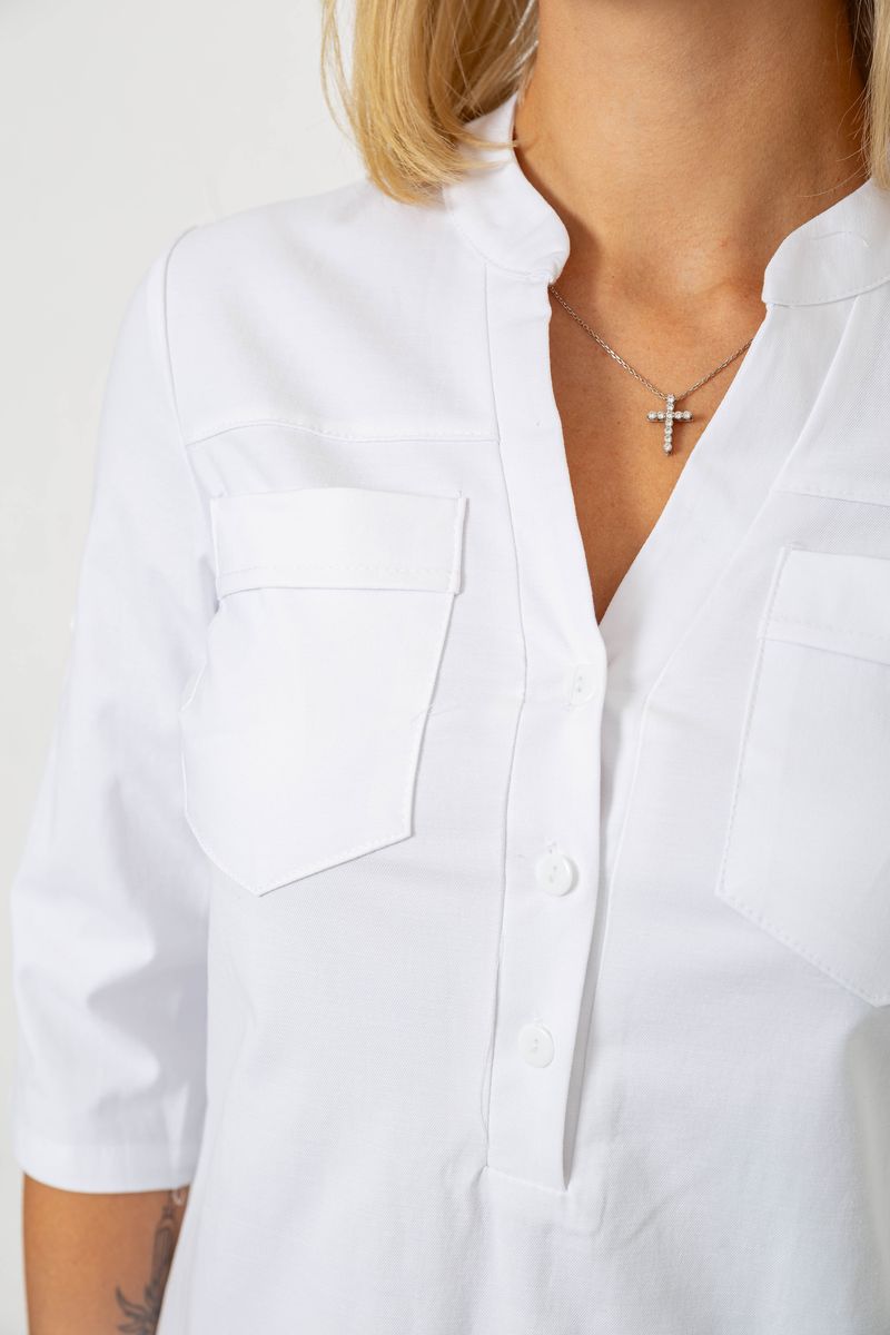 Блуза однотонная, цвет белый, 230R96-13 — изображение 5