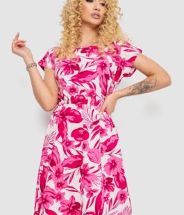 Платье с принтом, цвет бело-розовый, 214R0225-2