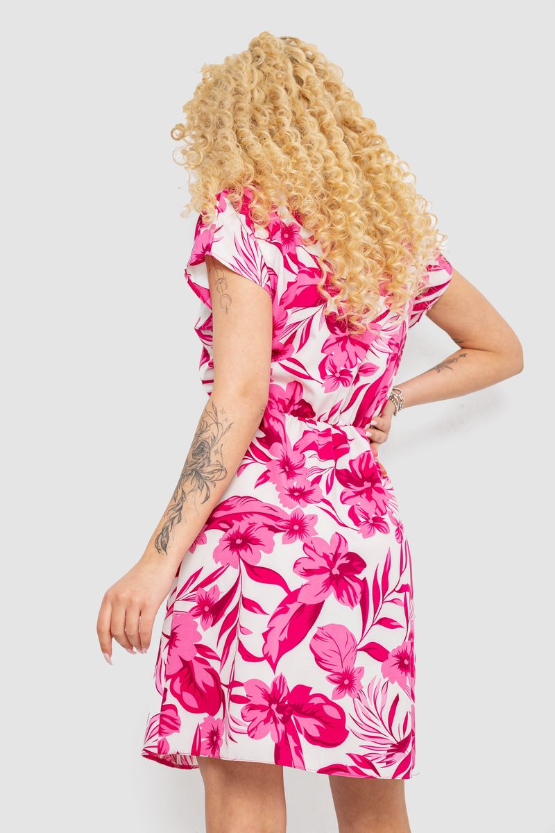 Платье с принтом, цвет бело-розовый, 214R0225-2 — изображение 4