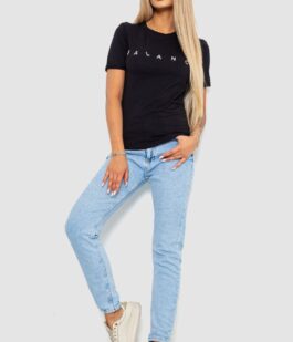 Футболка женская с принтом, цвет черный, 238R57400