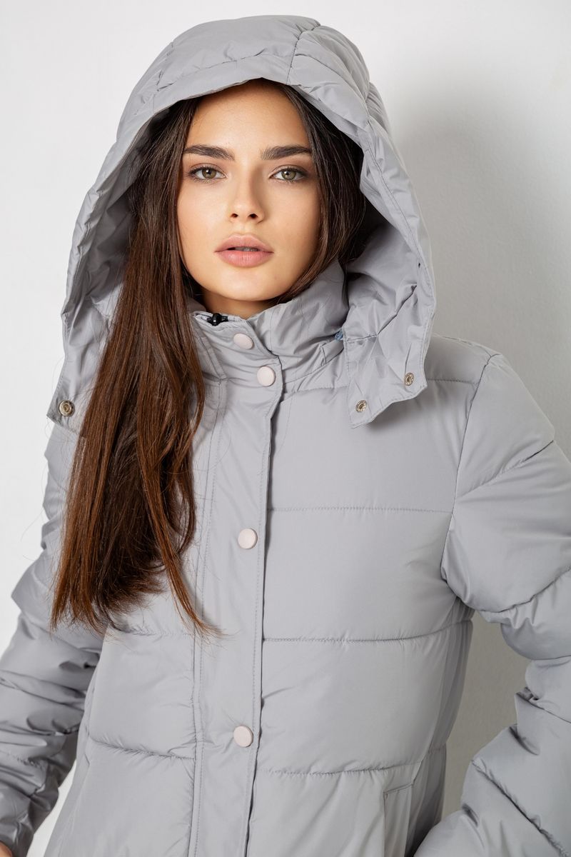 Куртка женская удлиненная, цвет серый, 207R006 — изображение 5