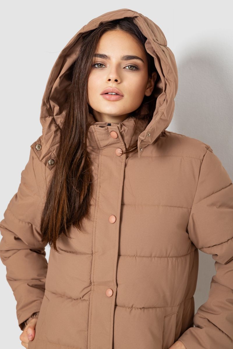 Куртка женская удлиненная, цвет бежевый, 207R006 — изображение 5