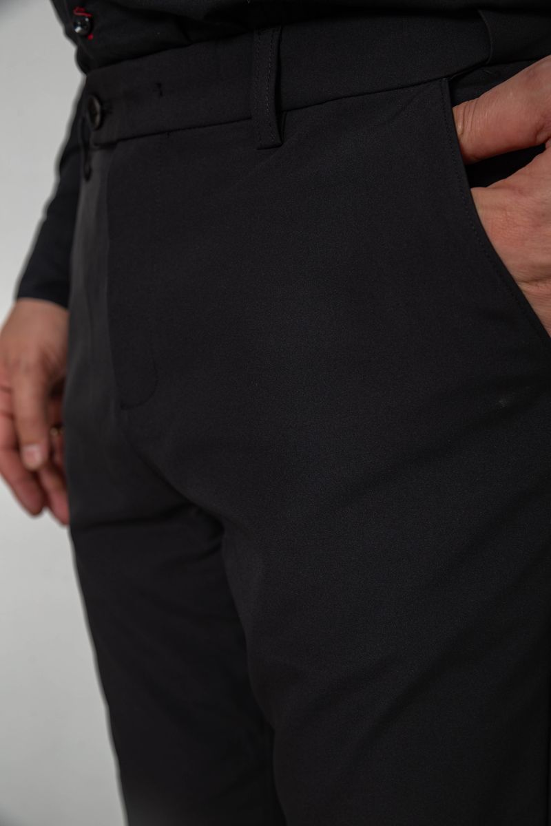 Брюки мужские классические однотонные, цвет черный, 157RU06-005 — изображение 4