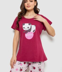 Пижама женская с принтом, цвет бордовый, 243R1602-016