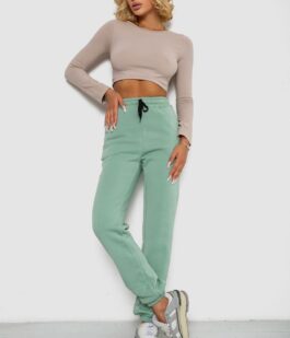 Спортивные штаны женские на флисе, цвет мятный, 238R57011