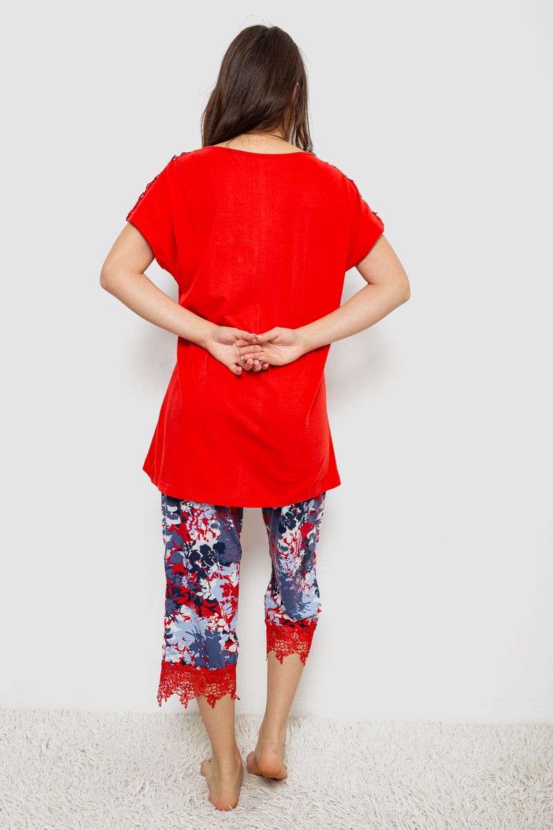 Пижама женская с принтом, цвет красный, 243R1602-006 — изображение 4