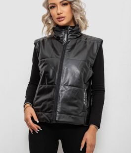 Жилет женский демисезонный экокожа, цвет черный, 257R98-1