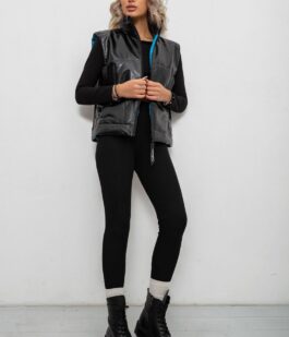 Жилет женский демисезонный экокожа, цвет черный, 257R98-1