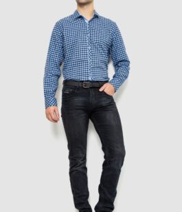 Рубашка мужская в клетку байковая, цвет сине-голубой, 214R16-33-164