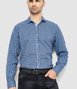 Рубашка мужская в клетку байковая, цвет сине-голубой, 214R16-33-164