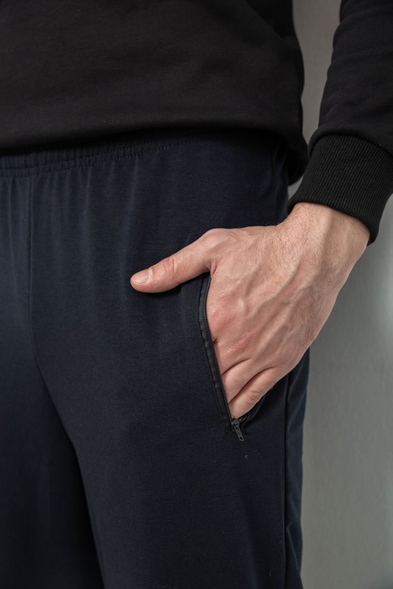 Спортивные штаны мужские однотонные, цвет темно-синий, 244R41277 — изображение 5