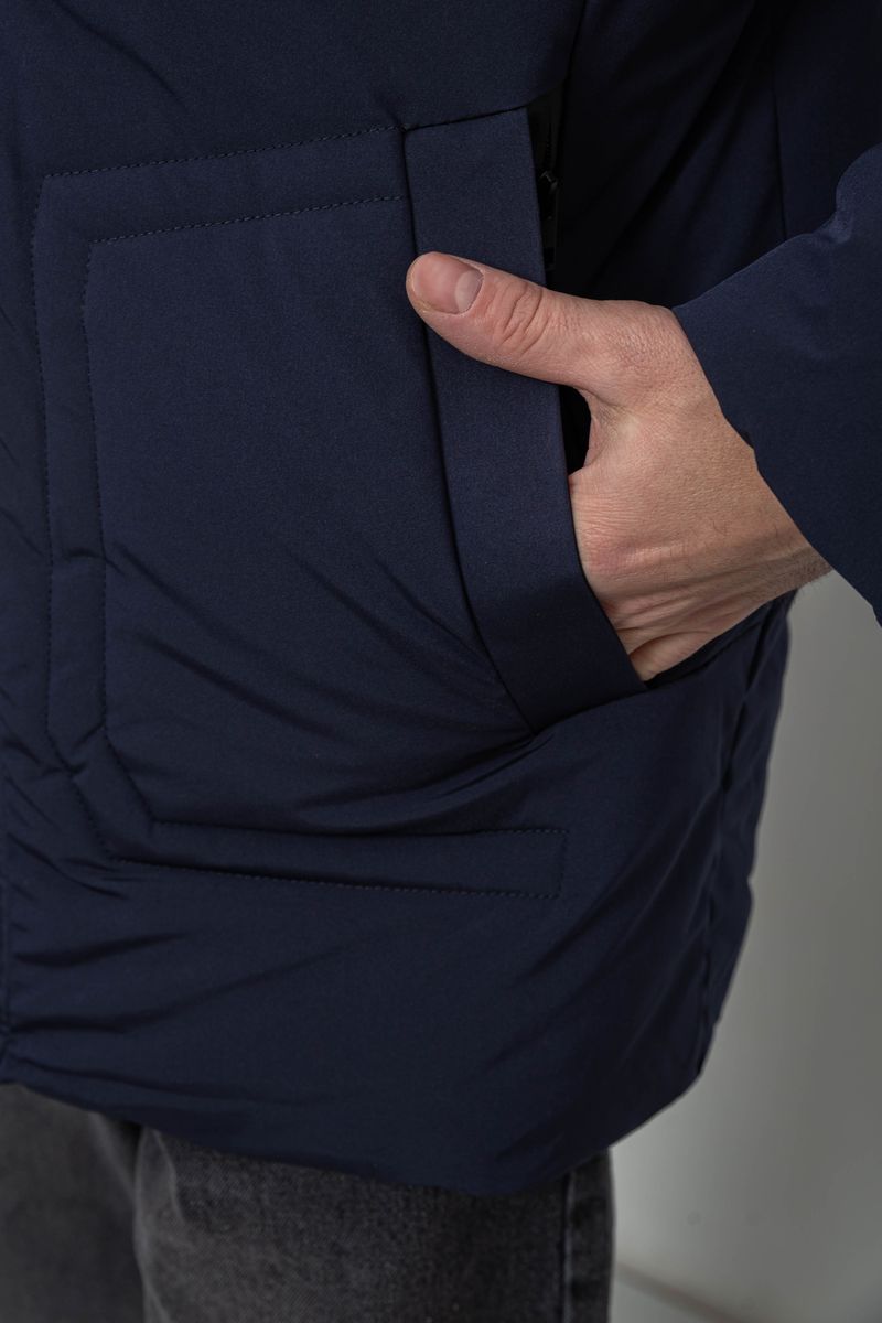 Куртка мужская зимняя удлиненная, цвет синий, 241R2022-21 — изображение 7