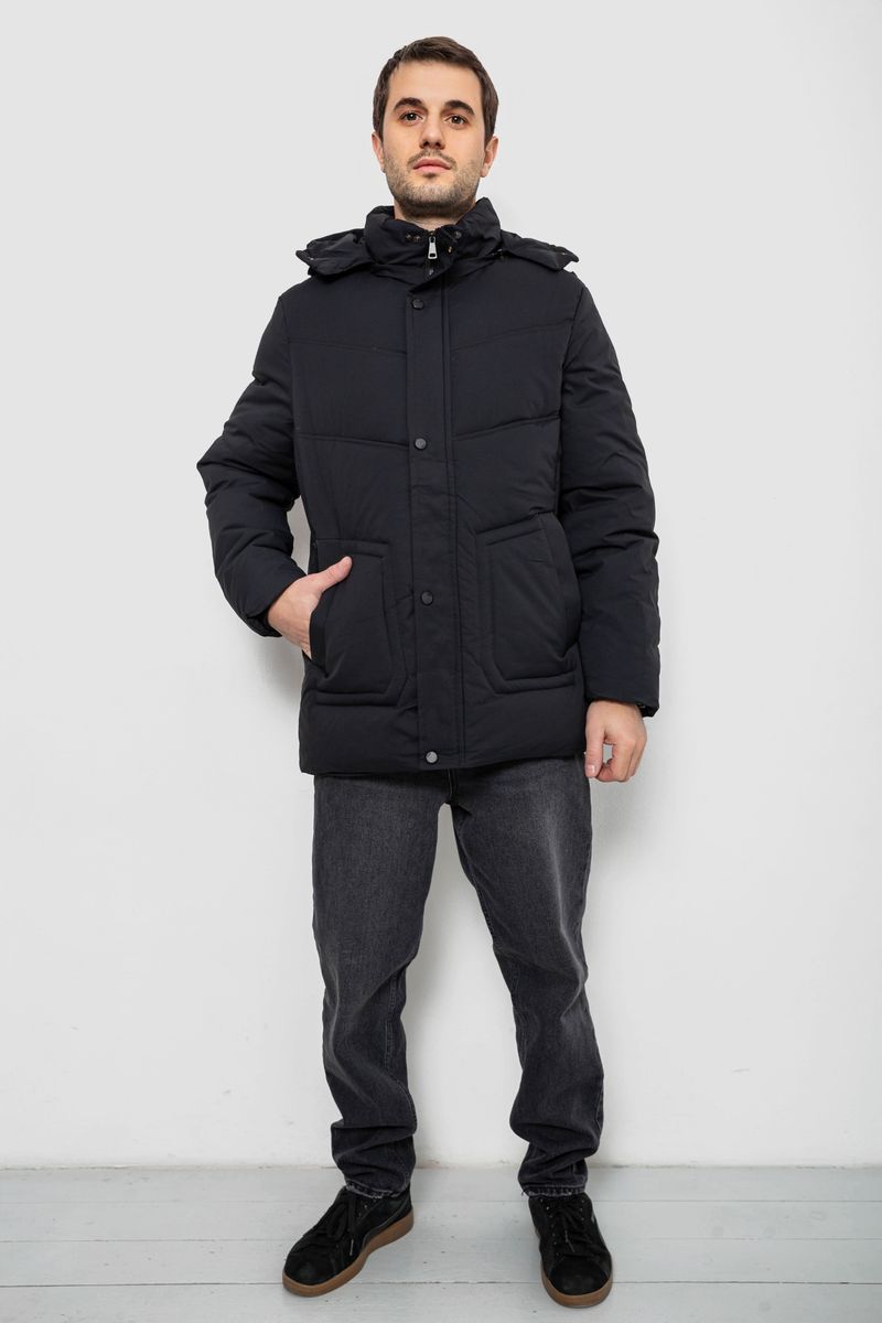 Куртка мужская зимняя удлиненная, цвет черный, 241R2022-21 — изображение 4
