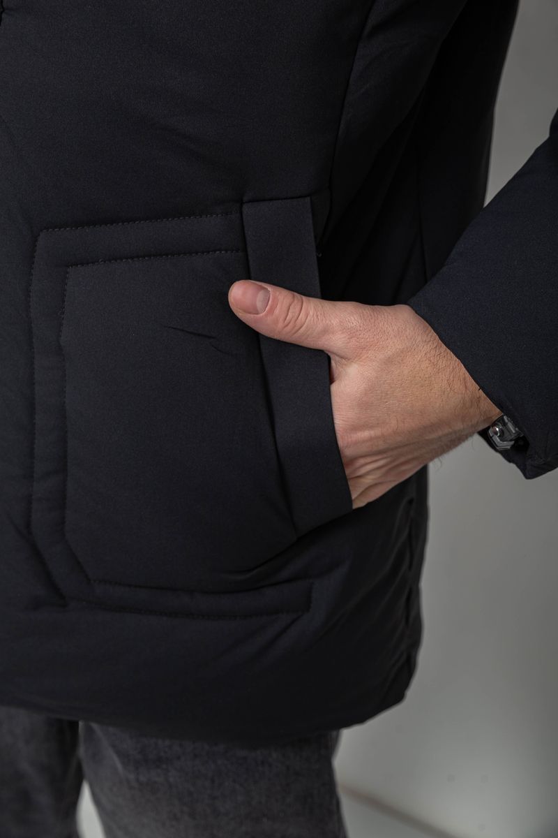 Куртка мужская зимняя удлиненная, цвет черный, 241R2022-21 — изображение 7