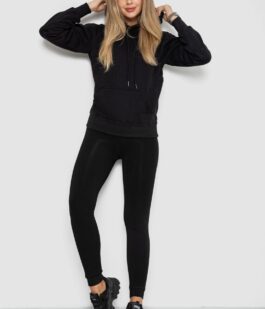 Худи женский на флисе, цвет черный, 242R053