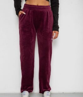 Спортивные штаны велюровые женские на флисе, цвет бордовый, 238R58647-3