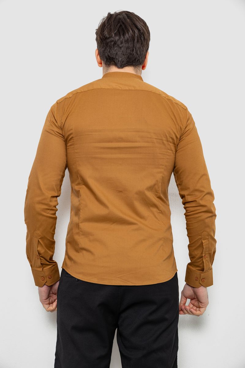 Рубашка мужская однотонная, цвет бежевый, 186R2033 — изображение 4