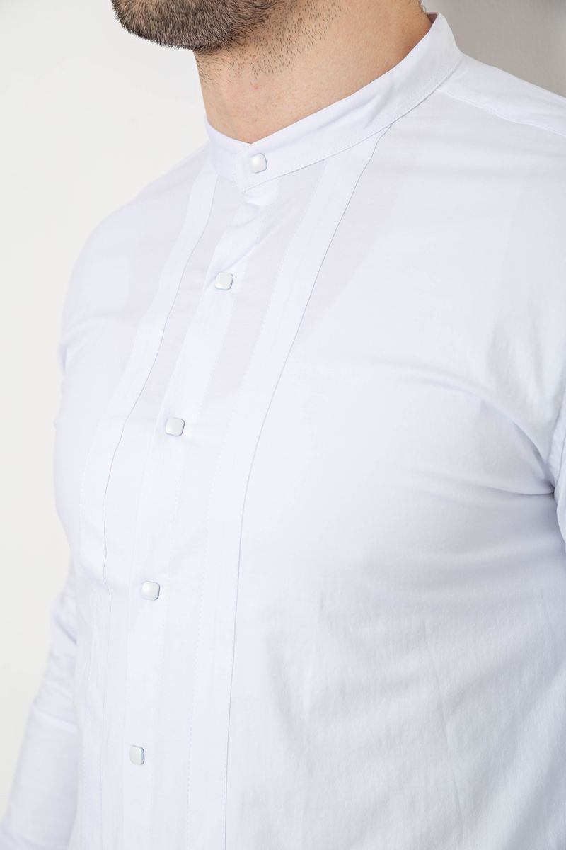 Рубашка мужская однотонная, цвет белый, 186R2033 — изображение 5