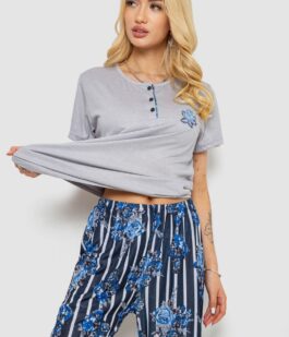 Пижама женская с принтом, цвет серый, 243R5886