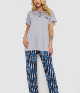 Пижама женская с принтом, цвет серый, 243R5886