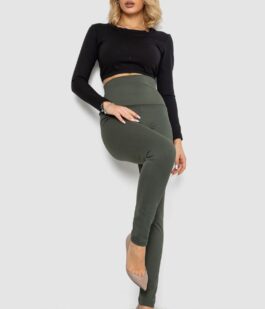 Лосины в рубчик, цвет хаки, 205R606-1