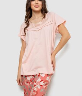 Пижама женская с принтом, цвет персиковый, 243R1600-003