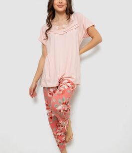 Пижама женская с принтом, цвет персиковый, 243R1600-003